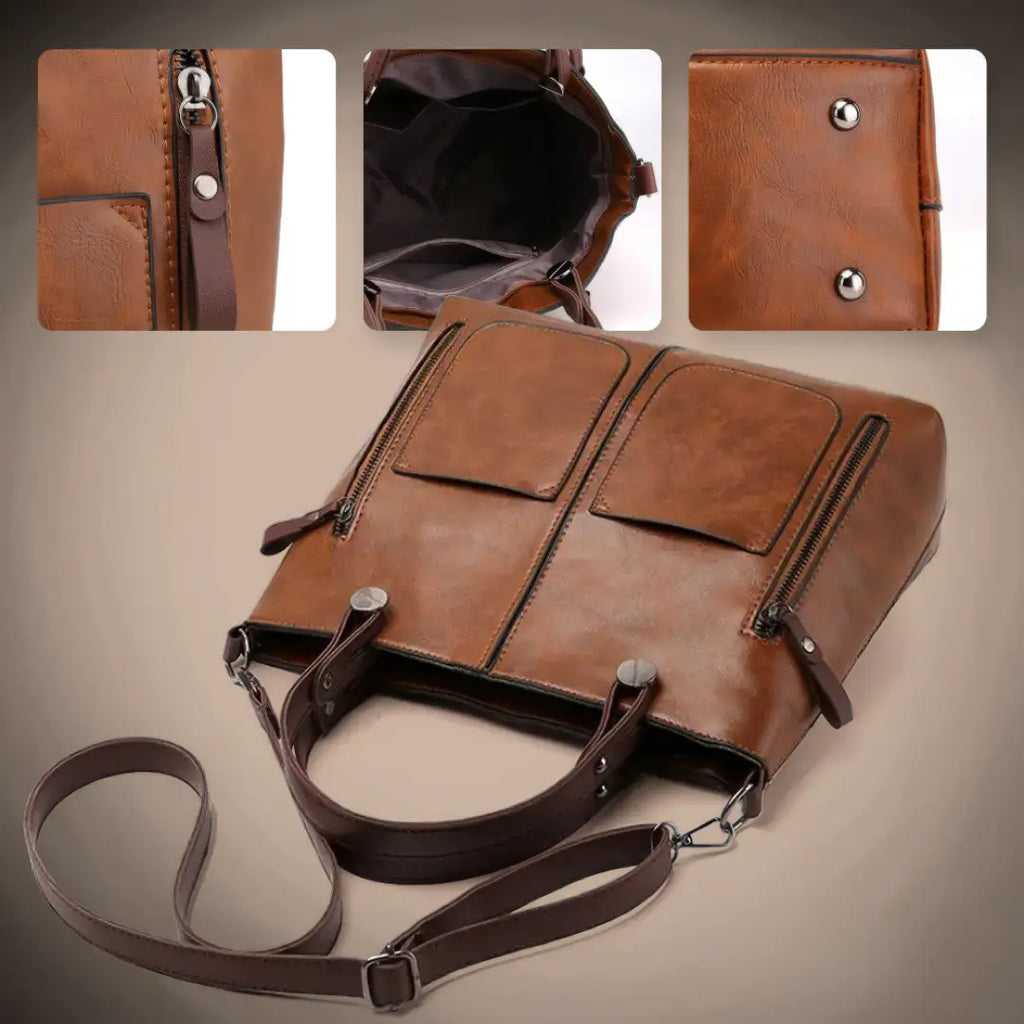 Leticia | Bolso Tote Vintage con Bolsillos Laterales