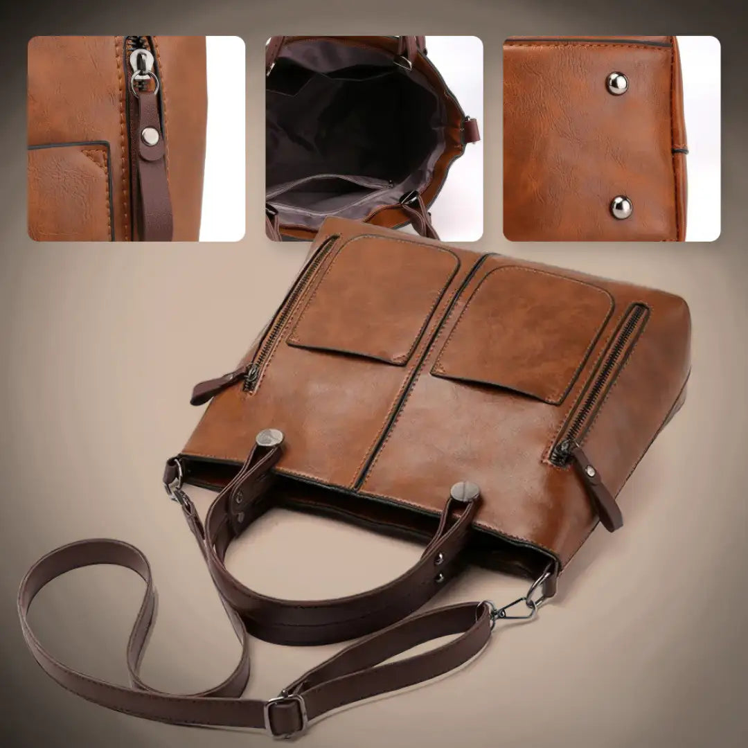 Leticia | Bolso Tote Vintage con Bolsillos Laterales