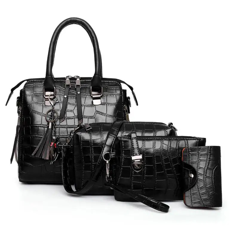 Elvira | Set de 4 Bolsos con Textura Cocodrilo