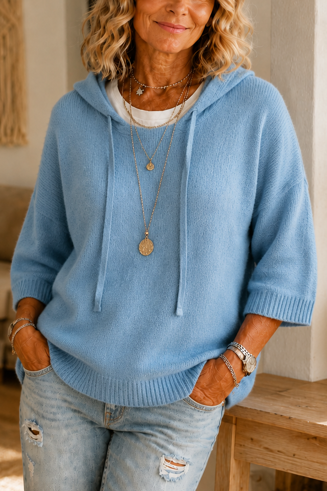 Nuria | Sudadera de Punto Calado con Cordón