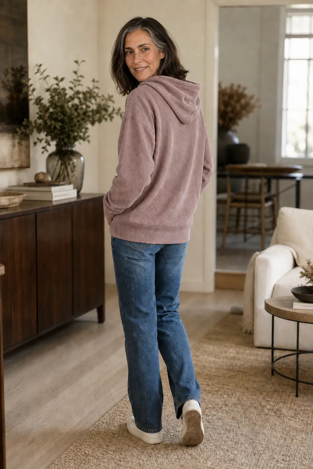 Elena | Sudadera con Capucha Efecto Pana