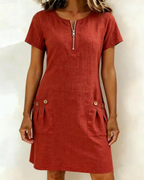 Lina™ — Vestido de Lino con Bolsillos