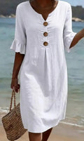 Menorca | Vestido Midi de Lino Blanco