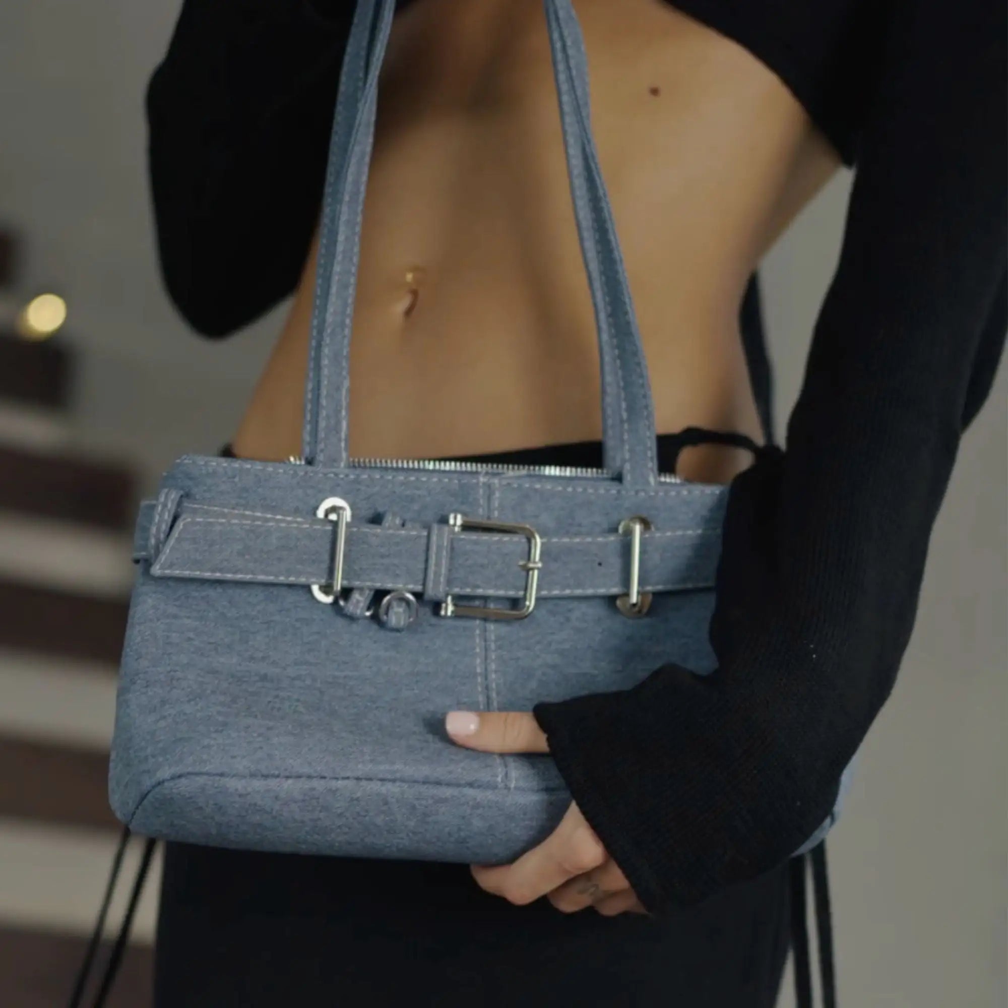 Noemi | Bolso de Mano Vaquero con Doble Asa