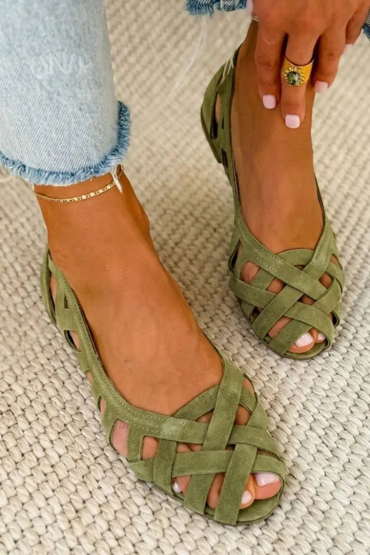 Ria | Sandalias Planas Casuales con Puntera Abierta y Tiras