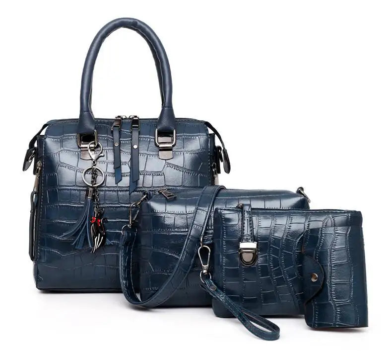 Elvira | Set de 4 Bolsos con Textura Cocodrilo