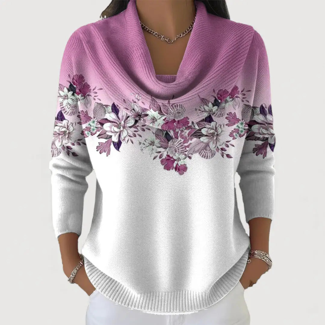 Aurora | Jersey Floral con Cuello Alto