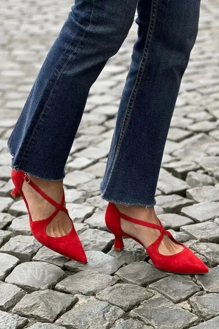 Amparo | Tacones Caqui con Hebilla