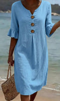 Menorca | Vestido Midi de Lino Azul