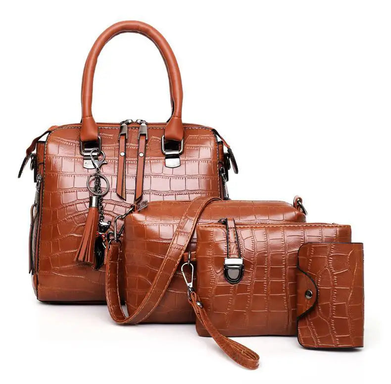 Elvira | Set de 4 Bolsos con Textura Cocodrilo