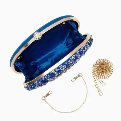Celeste | Clutch Ovalado de Fiesta con Cristales