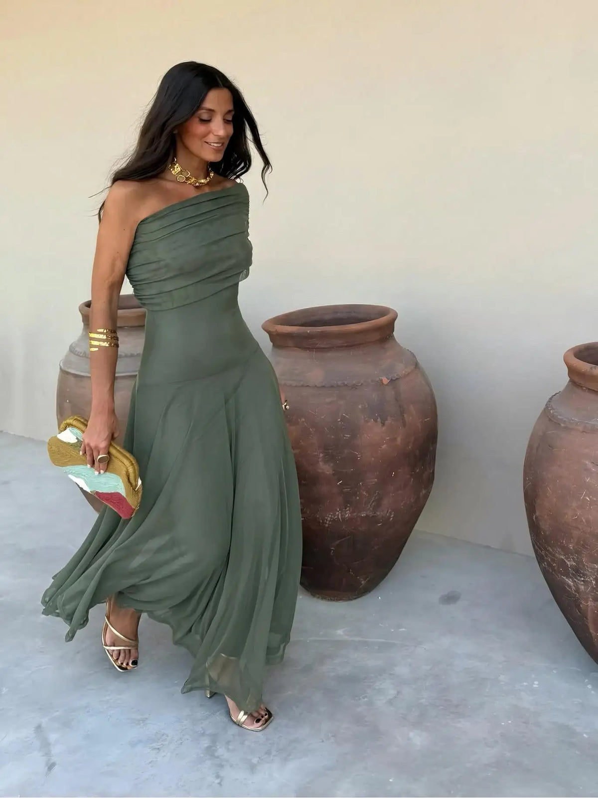 Toledo | Vestido Maxi de un Hombro en Malla