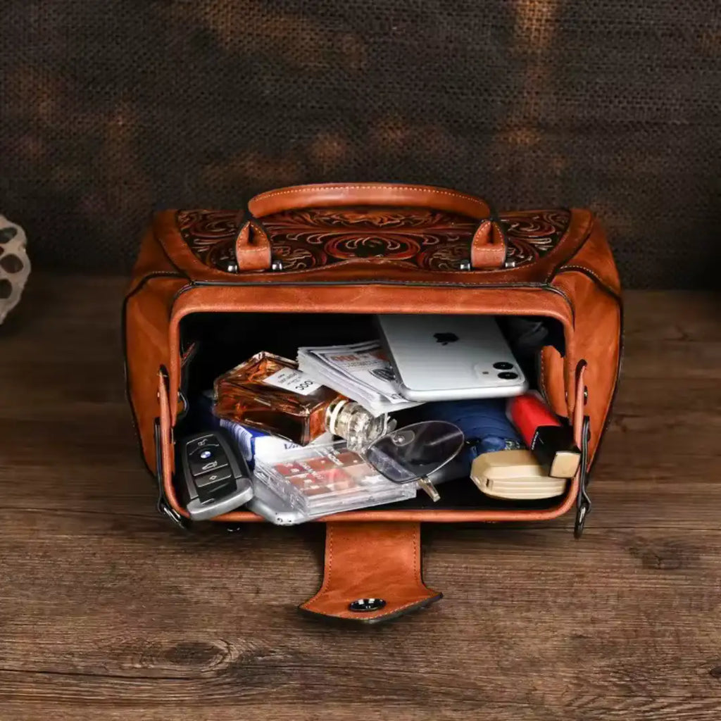 Florèna™ | Bolso de Mano con Motivo Floral Grabado