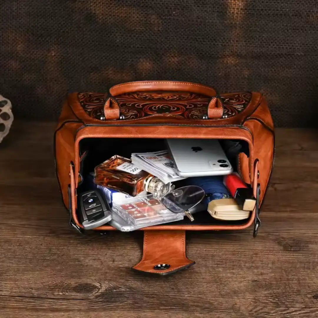 Florèna™ | Bolso de Mano con Motivo Floral Grabado