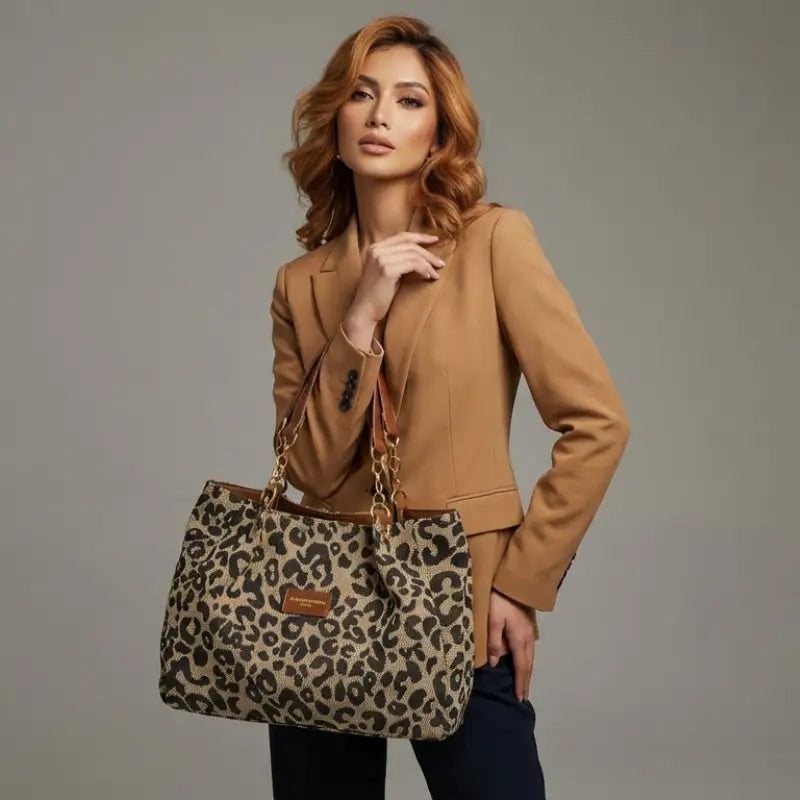 Olivia | Bolso de Lona con Estampado de Leopardo
