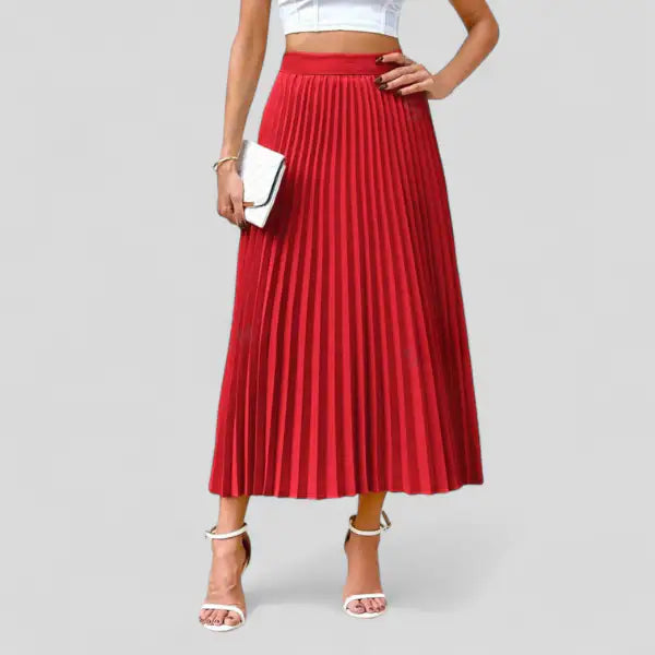 Coral | Falda Midi Plisada Satinada