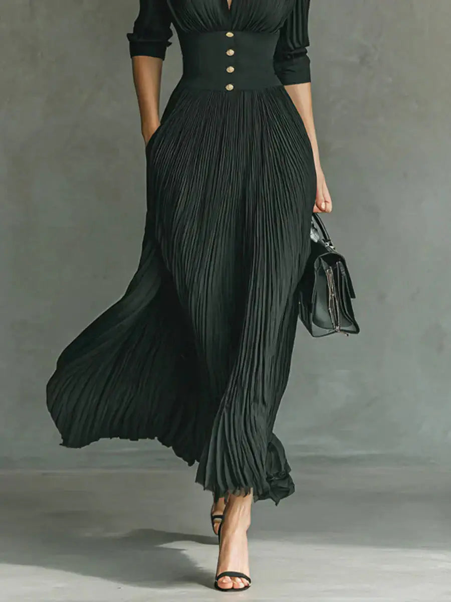 Margot™ | Vestido Largo con Escote de Solapa