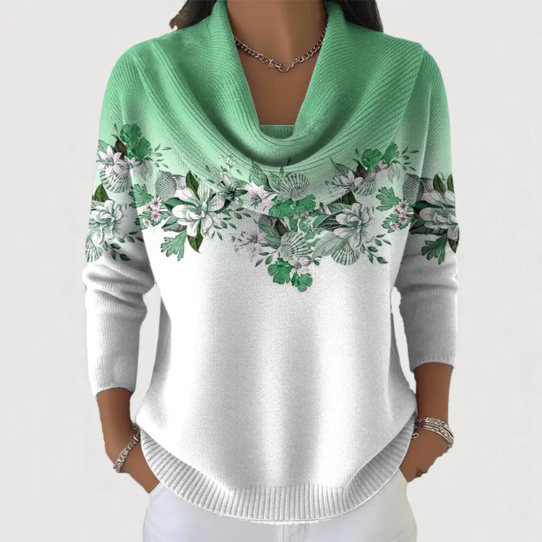 Aurora | Jersey Floral con Cuello Alto