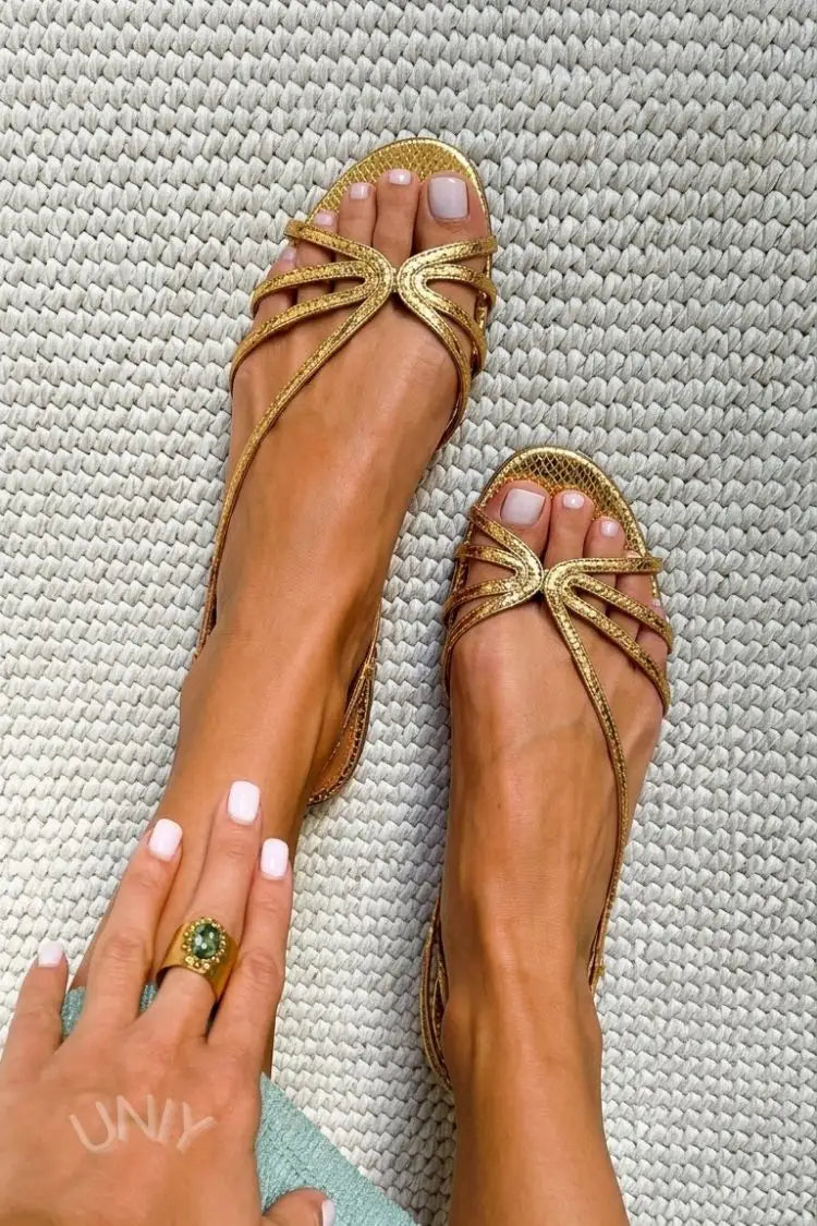 Oihana | Sandalias Metalizadas con Estampado de Pitón en Relieve y