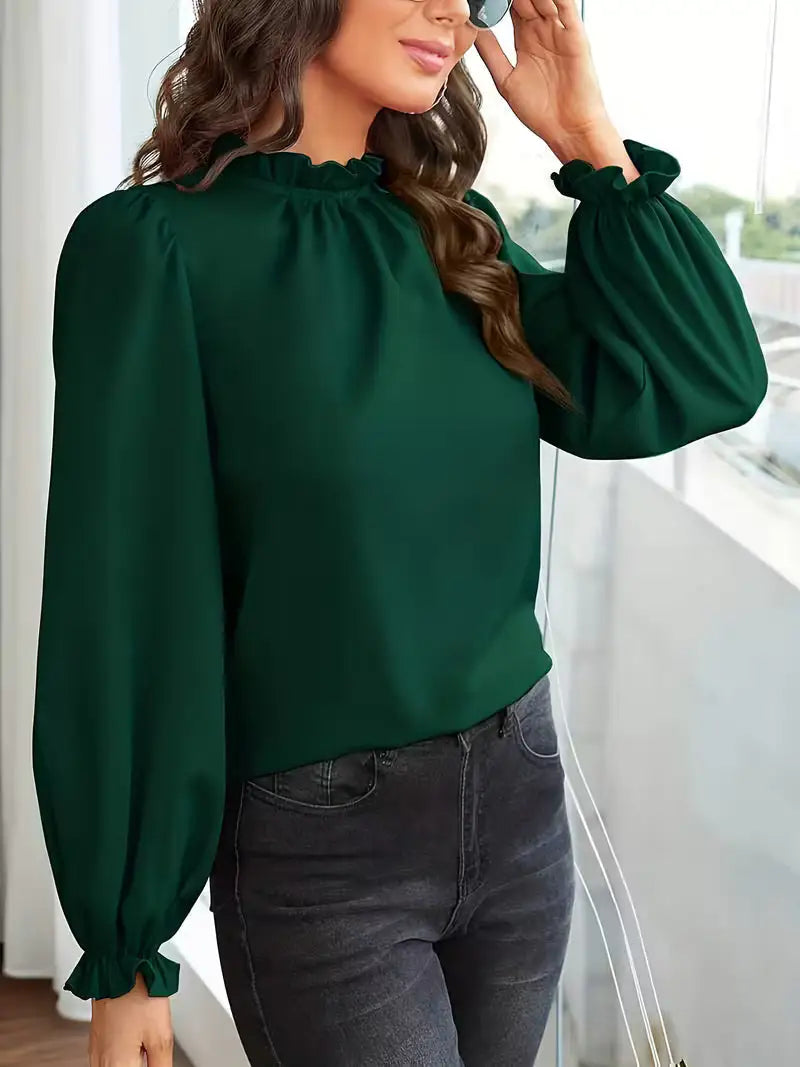 Aurelia™ | Blusa con Cuello de Volantes y Mangas Abullonadas