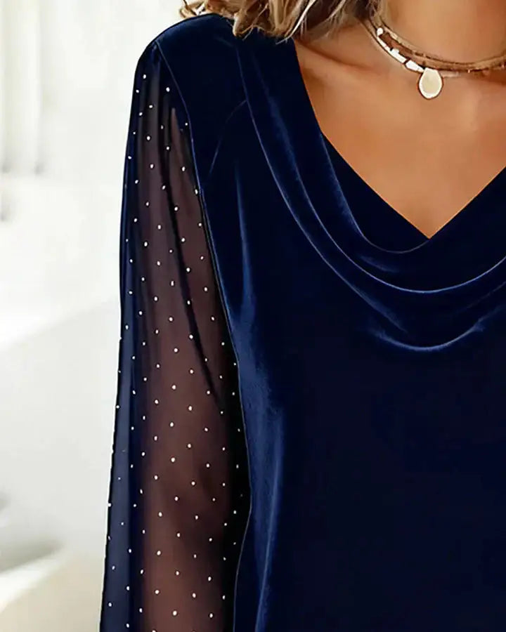Elara™ | Blusa con Cuello Drapeado