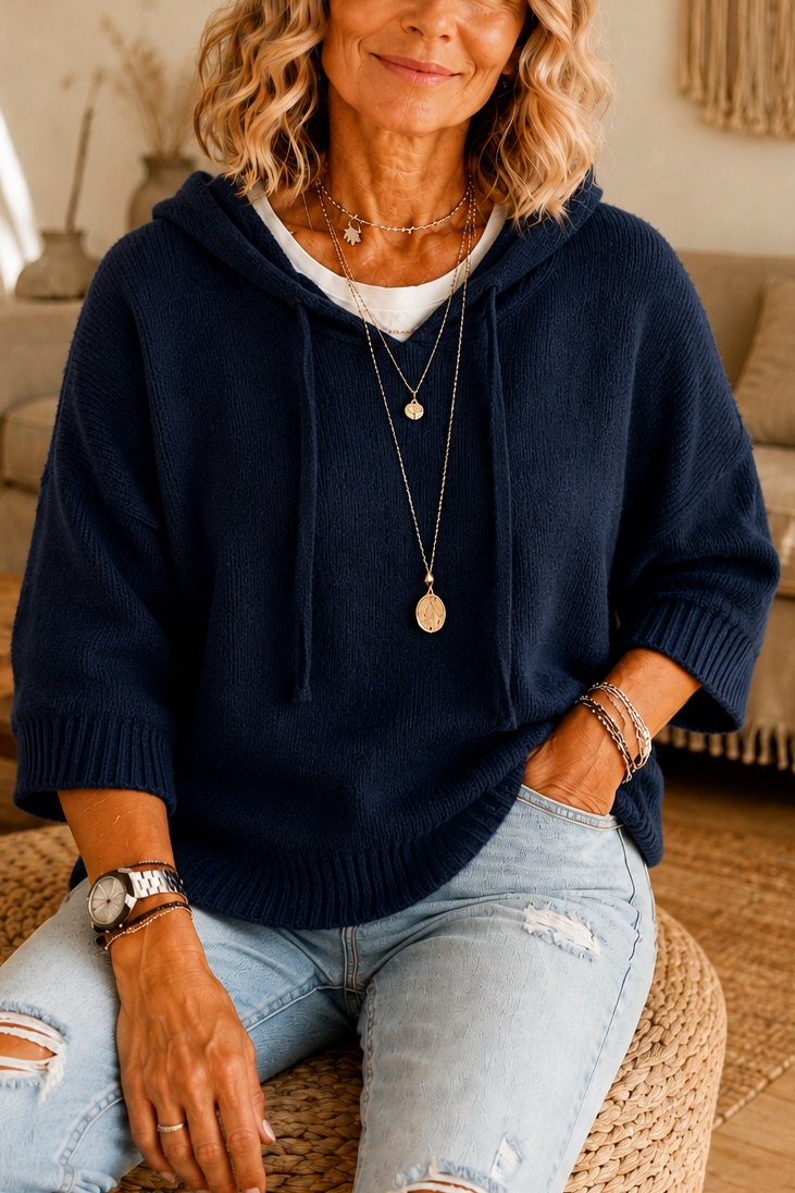Nuria | Sudadera de Punto Calado con Cordón
