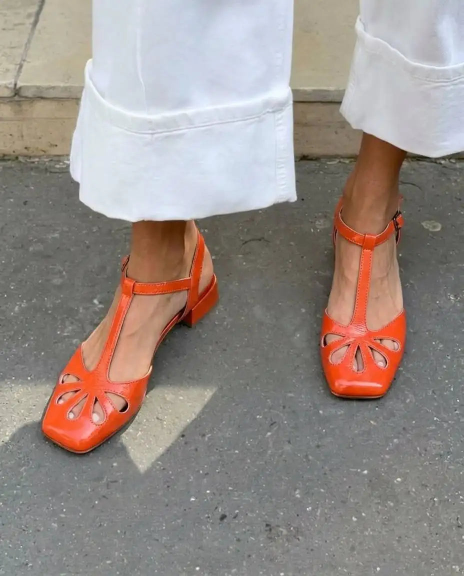 Carlota | Tacones Naranjas con Correa