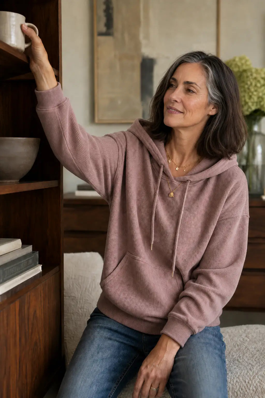Elena | Sudadera con Capucha Efecto Pana