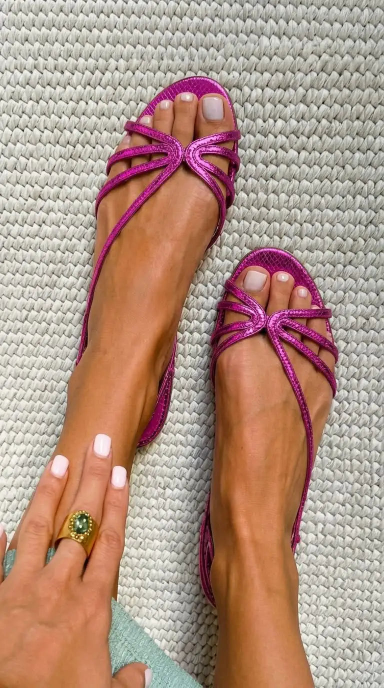 Oihana | Sandalias Metalizadas con Estampado de Pitón en Relieve y