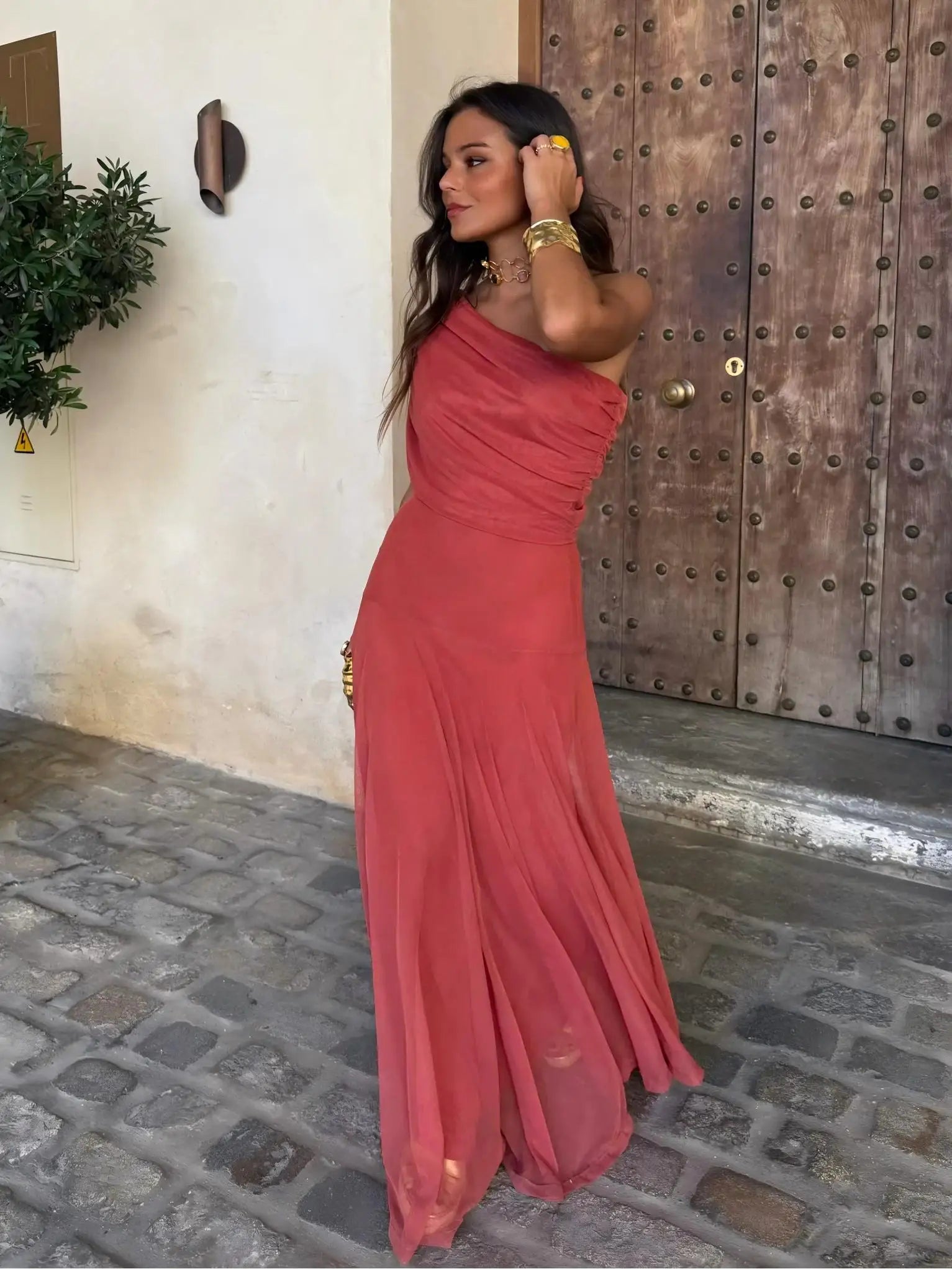 Toledo | Vestido Maxi de un Hombro en Malla