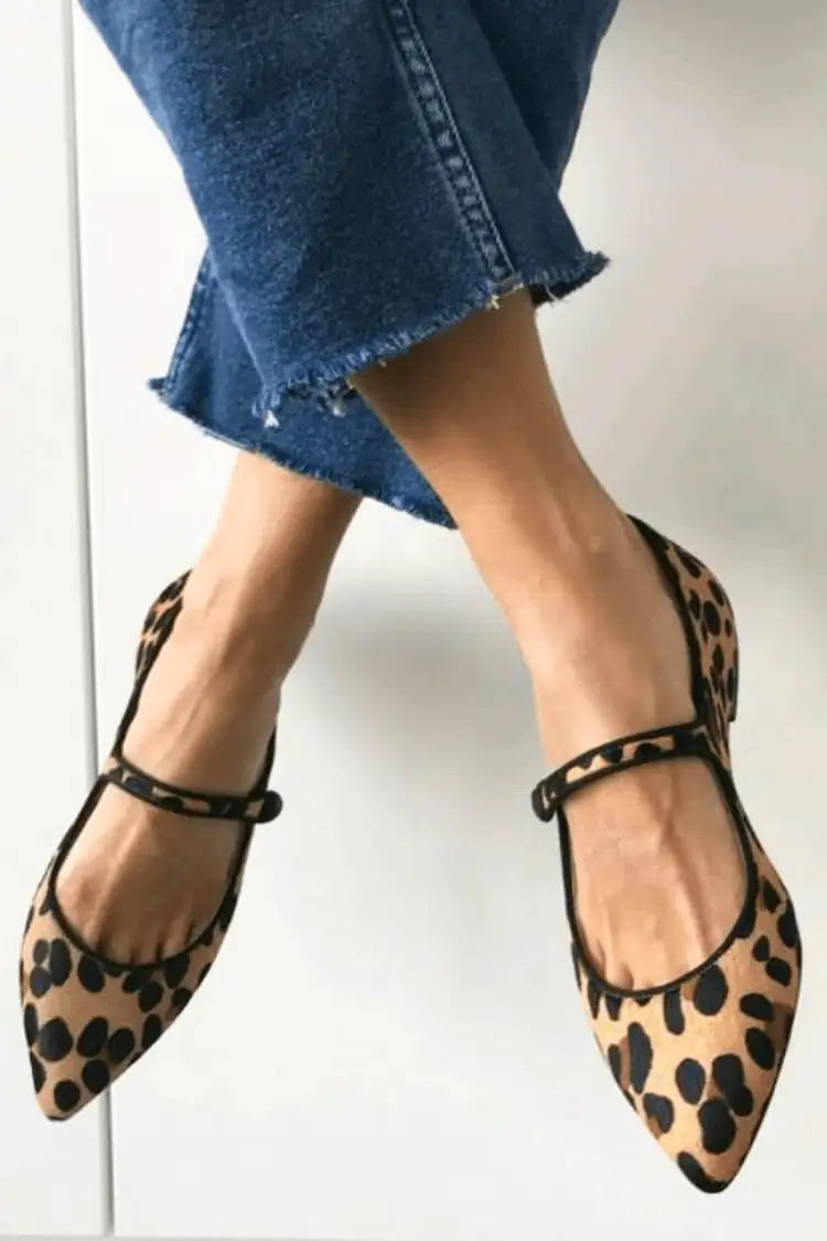 Gertrudis | Zapatos Planos de Ante de Leopardo