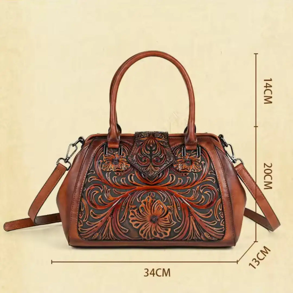 Florèna™ | Bolso de Mano con Motivo Floral Grabado