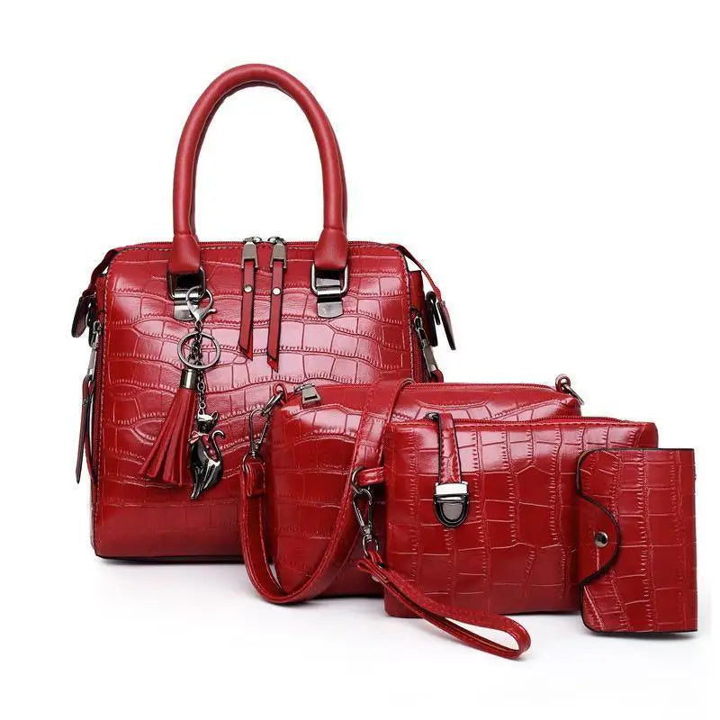 Elvira | Set de 4 Bolsos con Textura Cocodrilo