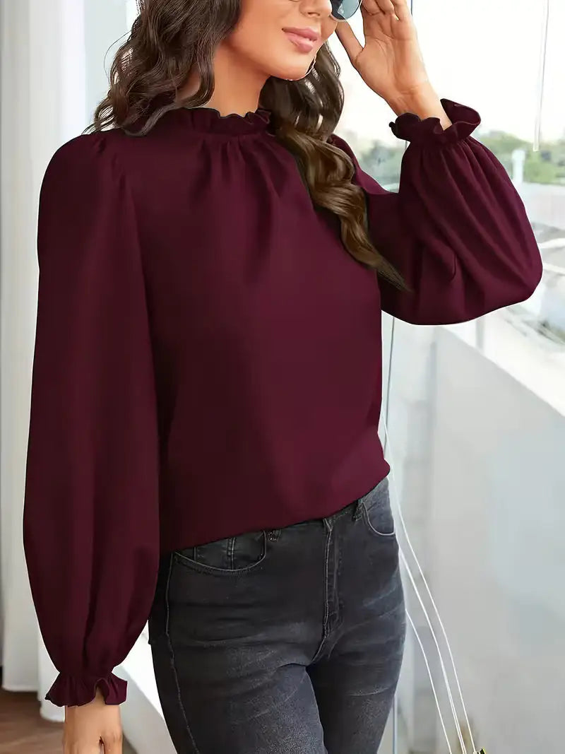 Aurelia™ | Blusa con Cuello de Volantes y Mangas Abullonadas