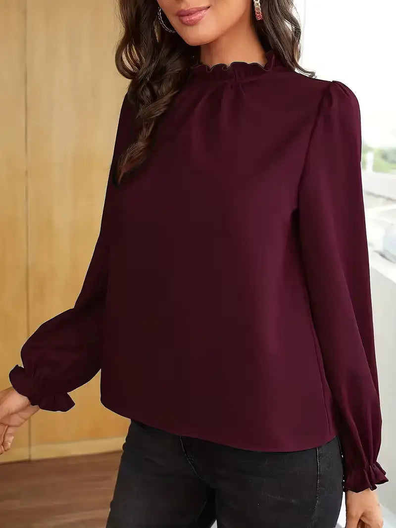 Aurelia™ | Blusa con Cuello de Volantes y Mangas Abullonadas