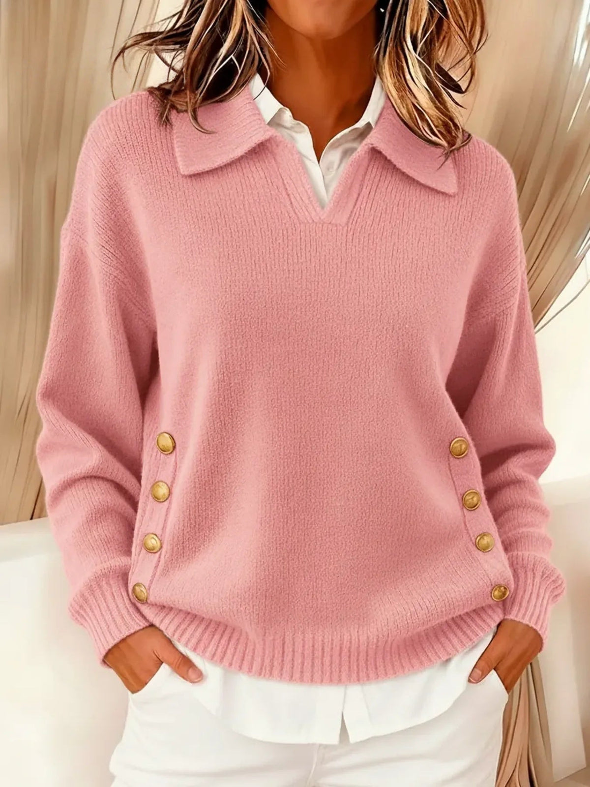 Nicolasa | Jersey con Cuello Polo y Botones