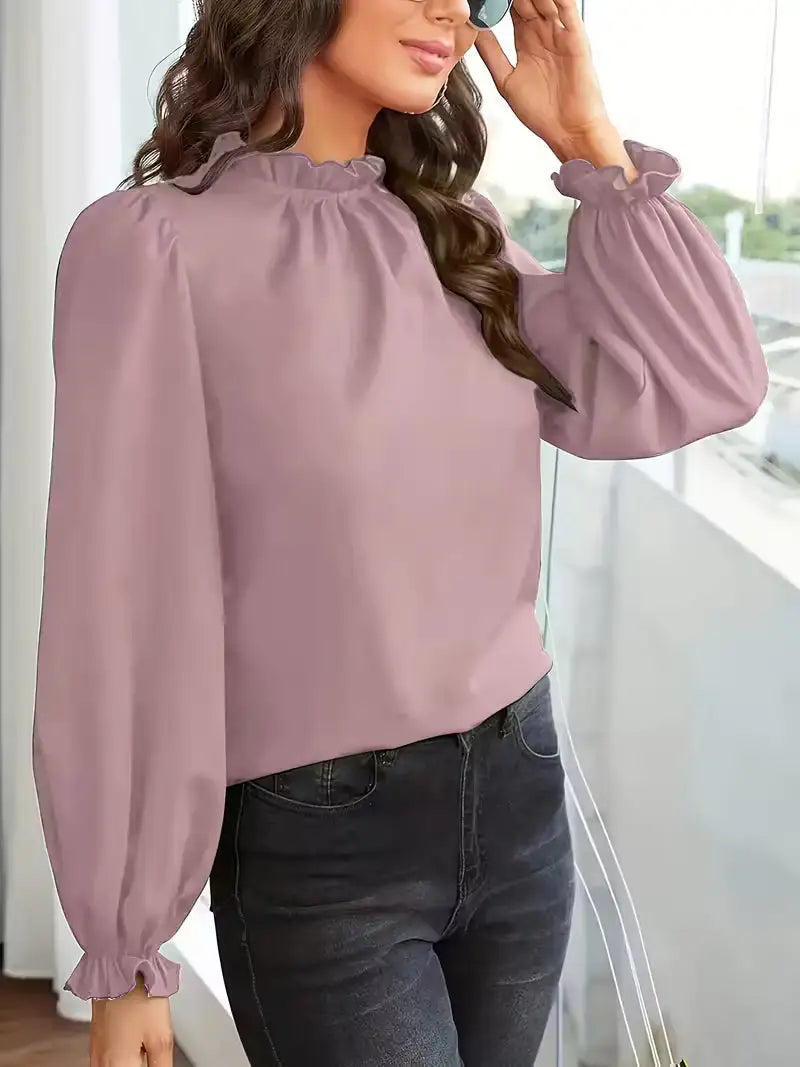 Aurelia™ | Blusa con Cuello de Volantes y Mangas Abullonadas