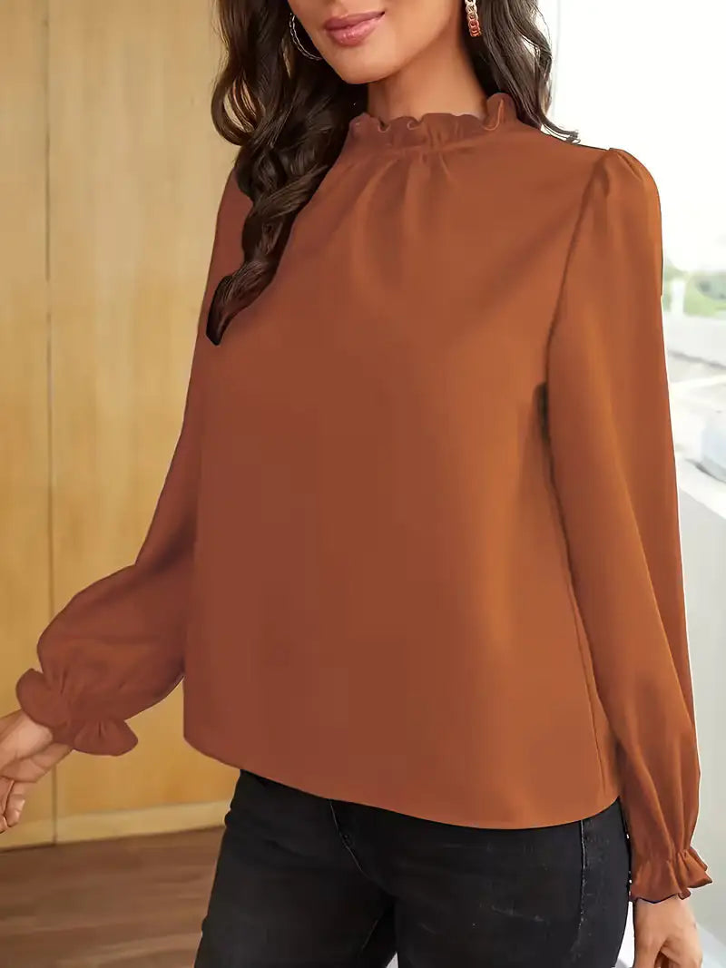 Aurelia™ | Blusa con Cuello de Volantes y Mangas Abullonadas