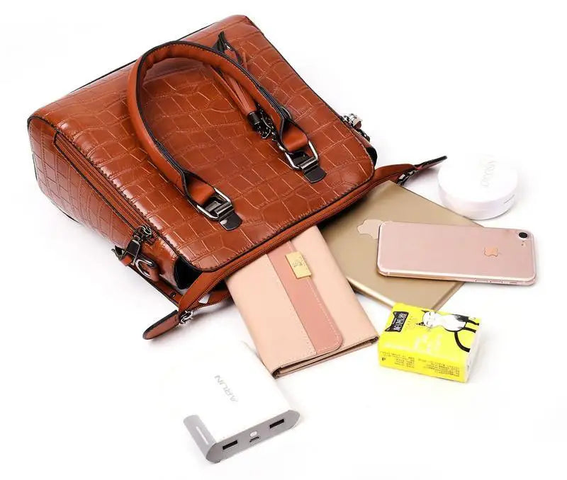 Elvira | Set de 4 Bolsos con Textura Cocodrilo