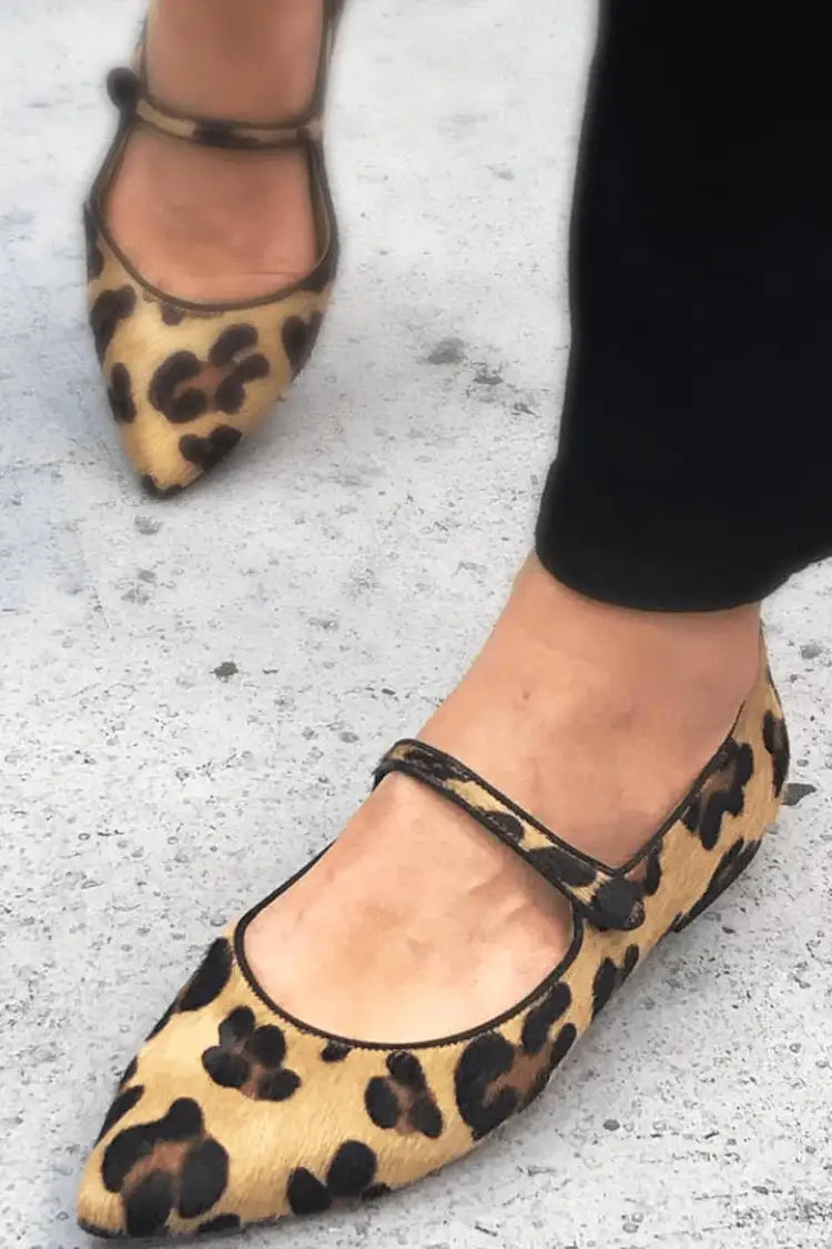 Gertrudis | Zapatos Planos de Ante de Leopardo