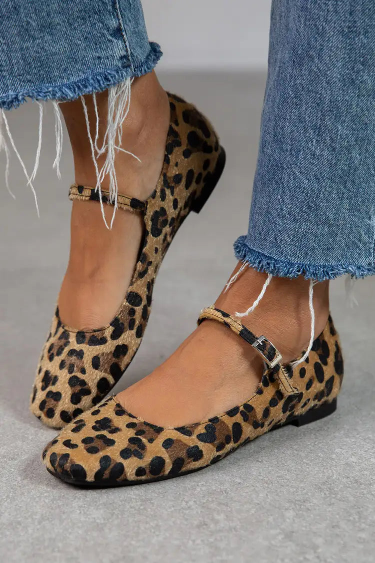 Leocadia | Zapatos Planos de Piel de Leopardo