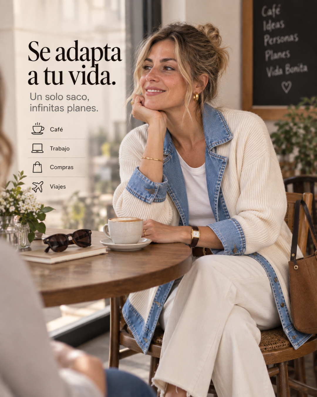 Verona | Chaqueta de Punto con Paneles en Denim
