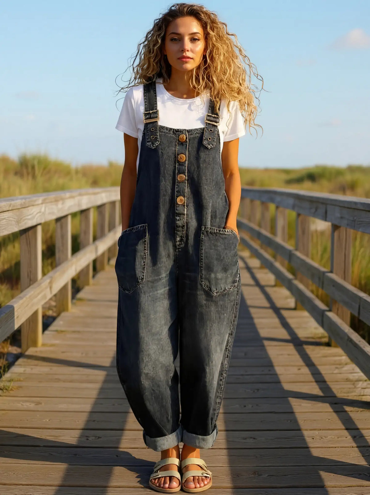 Rocío™ | Mono Vaquero Casual con Hebilla Ajustable