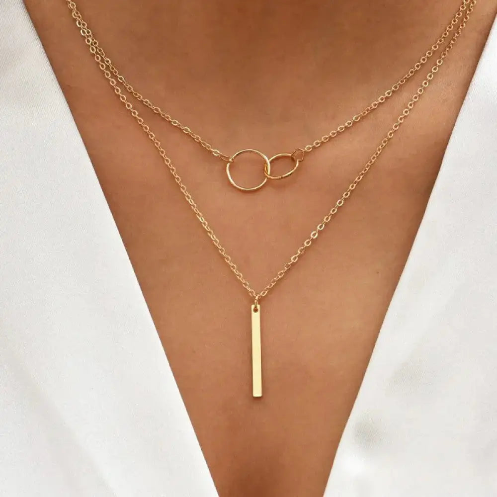 Nea™ | Collar de Doble Cadena Dorada en Capas