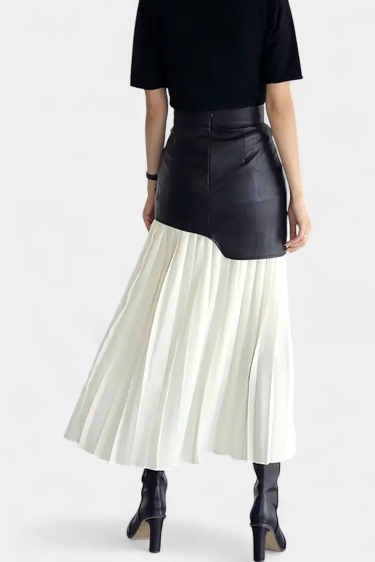 Arlet | Falda Maxi Asimétrica con Mezcla de Texturas