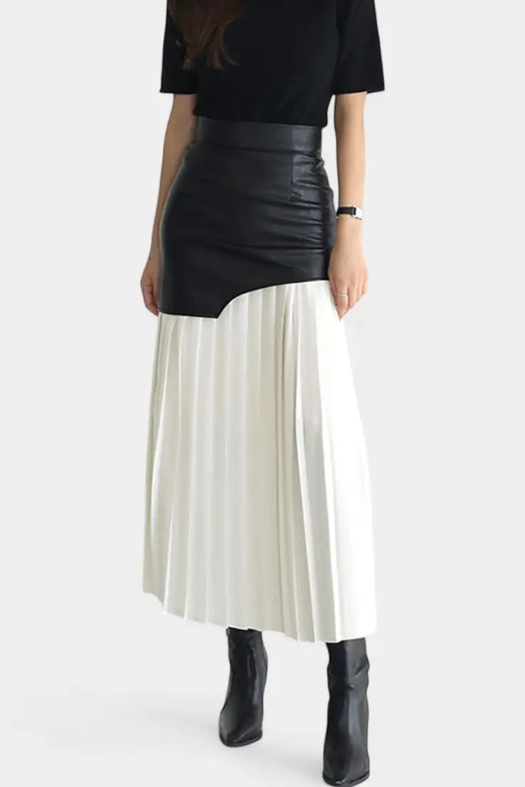 Arlet | Falda Maxi Asimétrica con Mezcla de Texturas