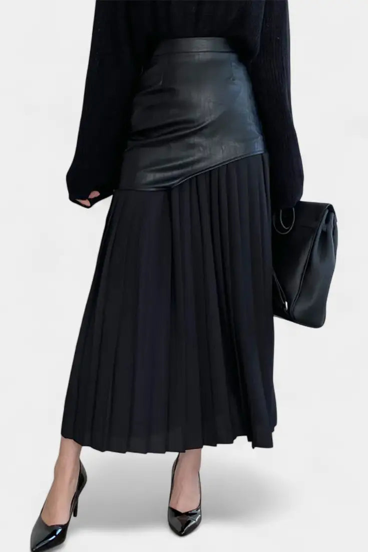 Arlet | Falda Maxi Asimétrica con Mezcla de Texturas