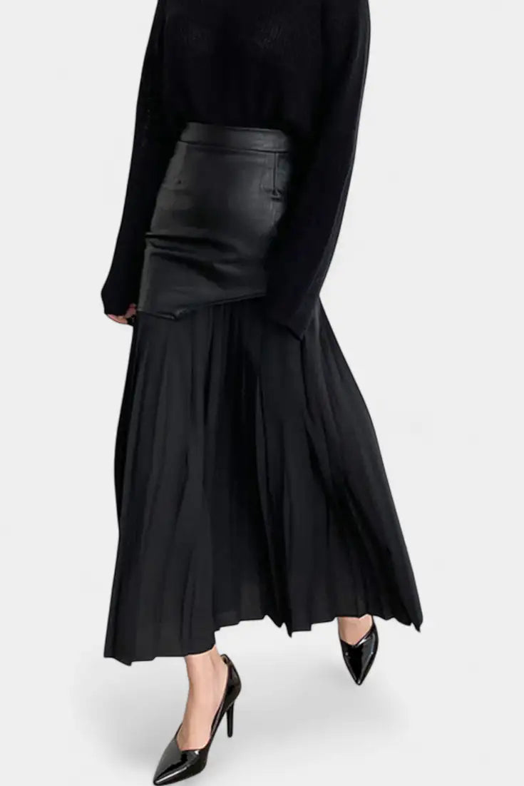 Arlet | Falda Maxi Asimétrica con Mezcla de Texturas