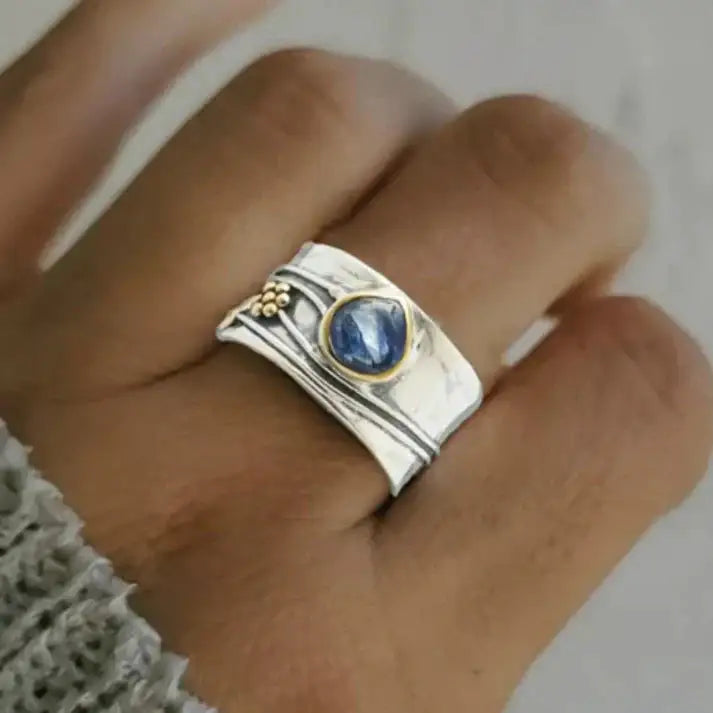 Inés | Anillo Vintage con Piedra Azul
