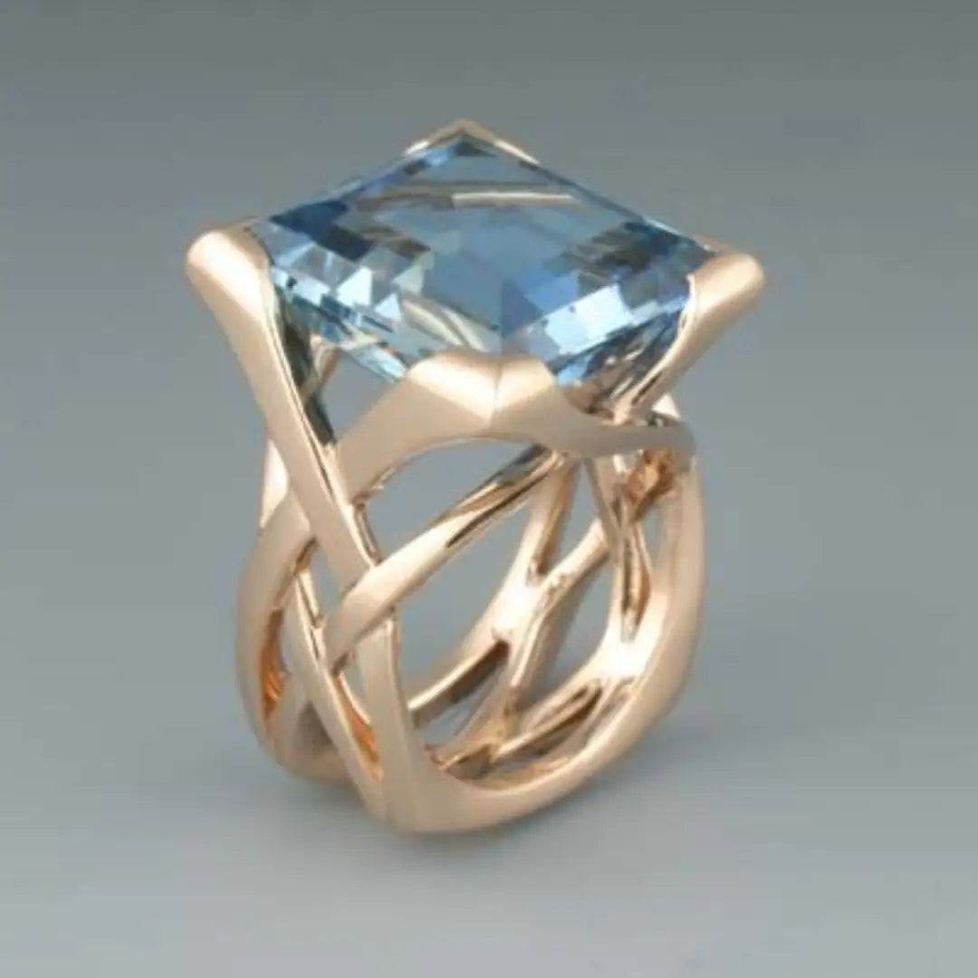Vintage Blue™ | Anillo en Oro Rosado con Circonita Azul